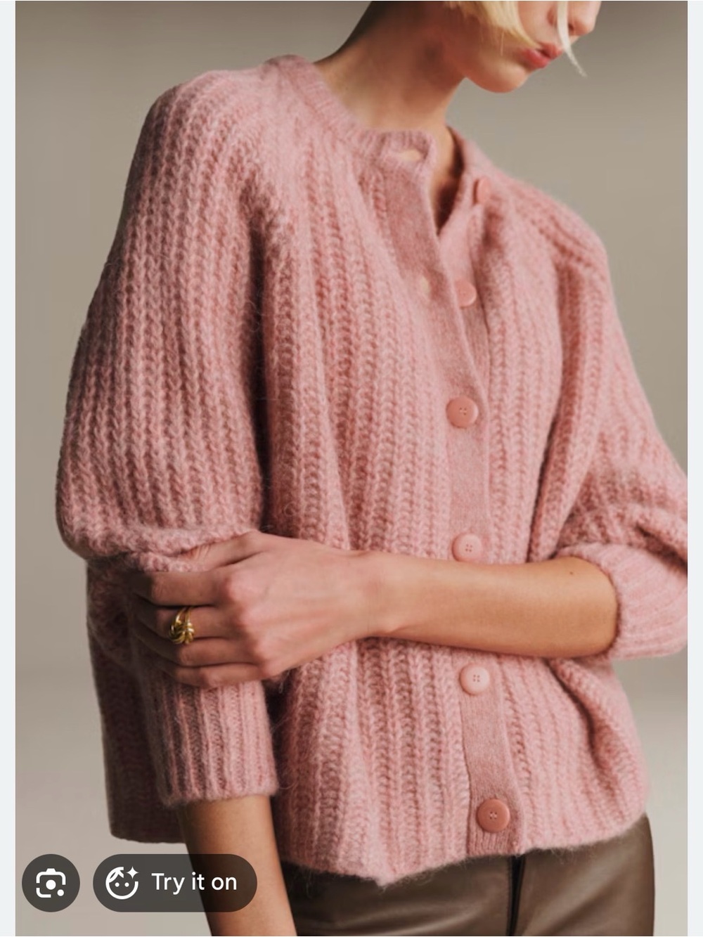 Sezane Emile Cardigan in Mottled Pink